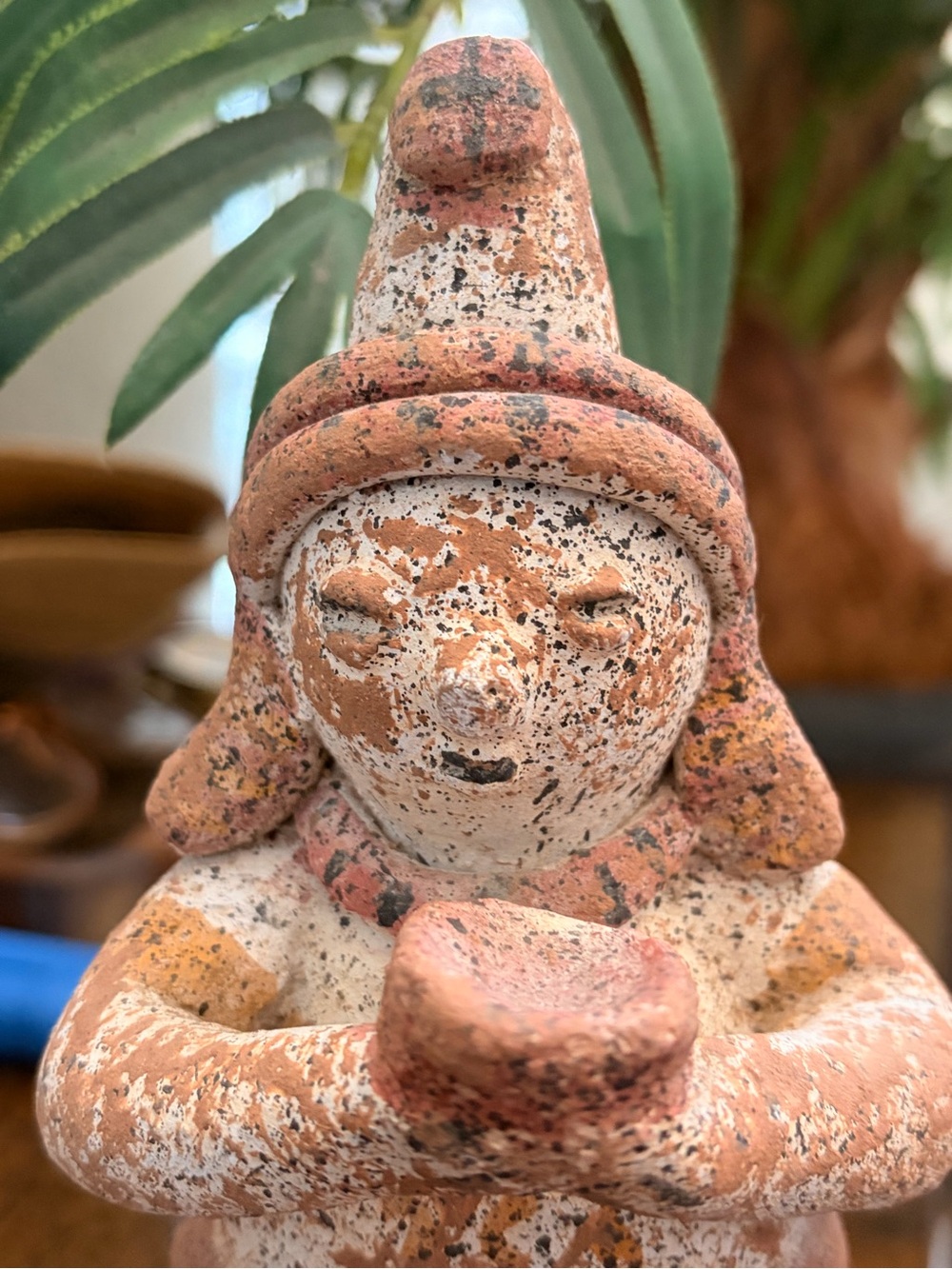 Terracotta Rustic Tribal Figurine - Home Art Decor (Brown/White)